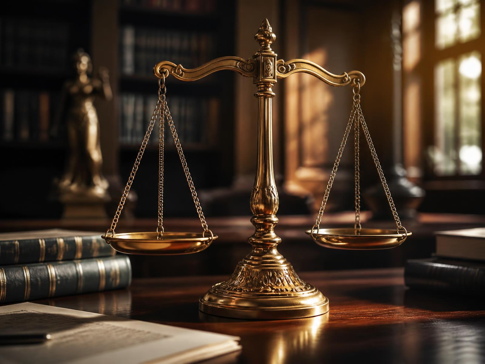 Scales of justice in a courthouse hall